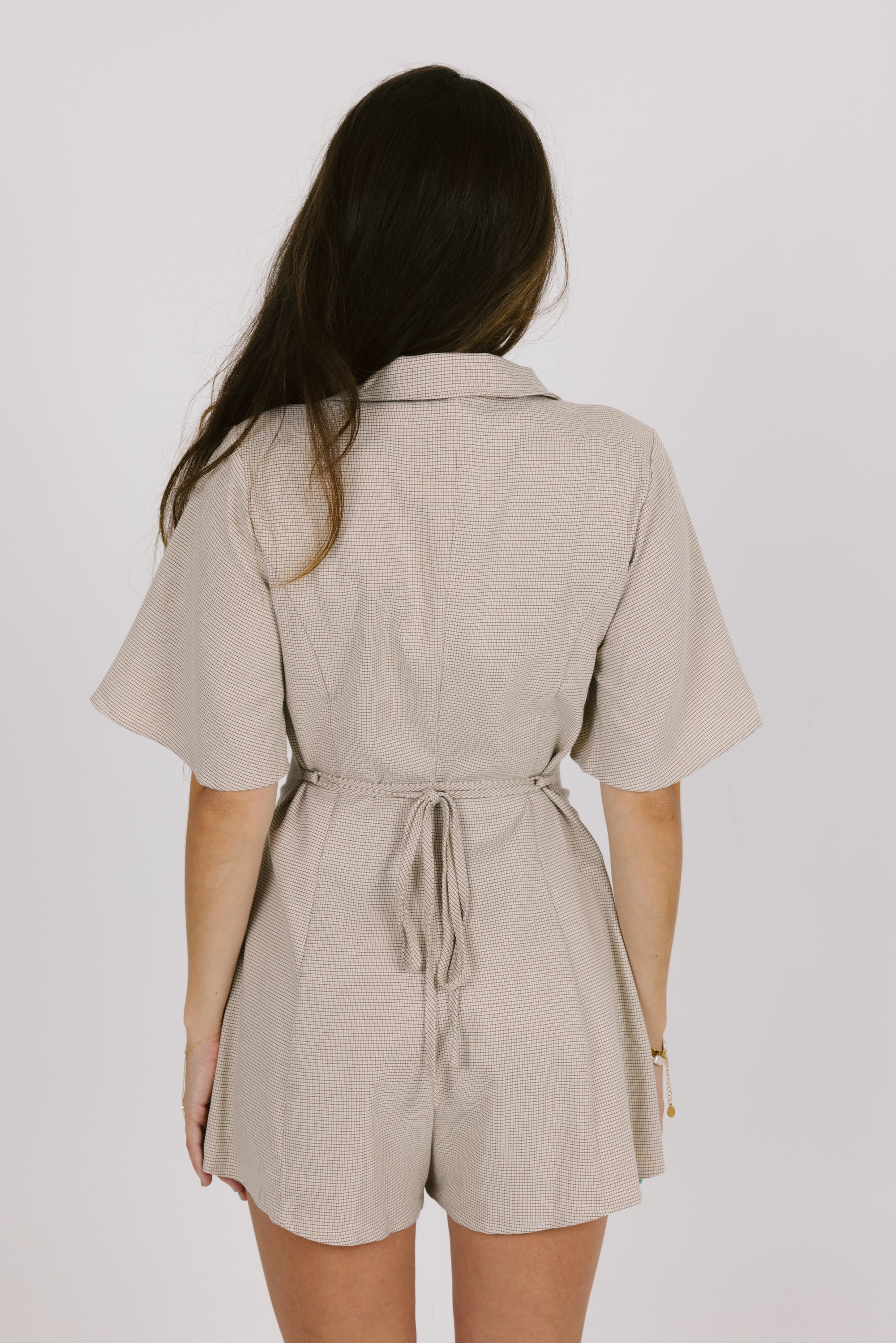 Light Khaki Buttoned Romper