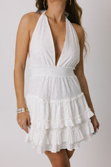 White Halter Neck Mini Dress