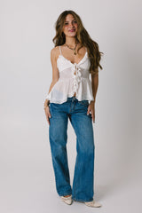 White Frill Peplum Tank Top