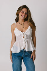 White Frill Peplum Tank Top