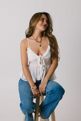 White Frill Peplum Tank Top