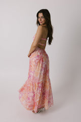 Pink Floral Bandeau Maxi Dress