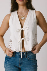White Front Tie Tank Top