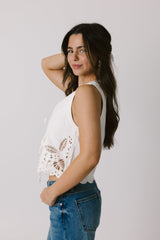 White Front Tie Tank Top