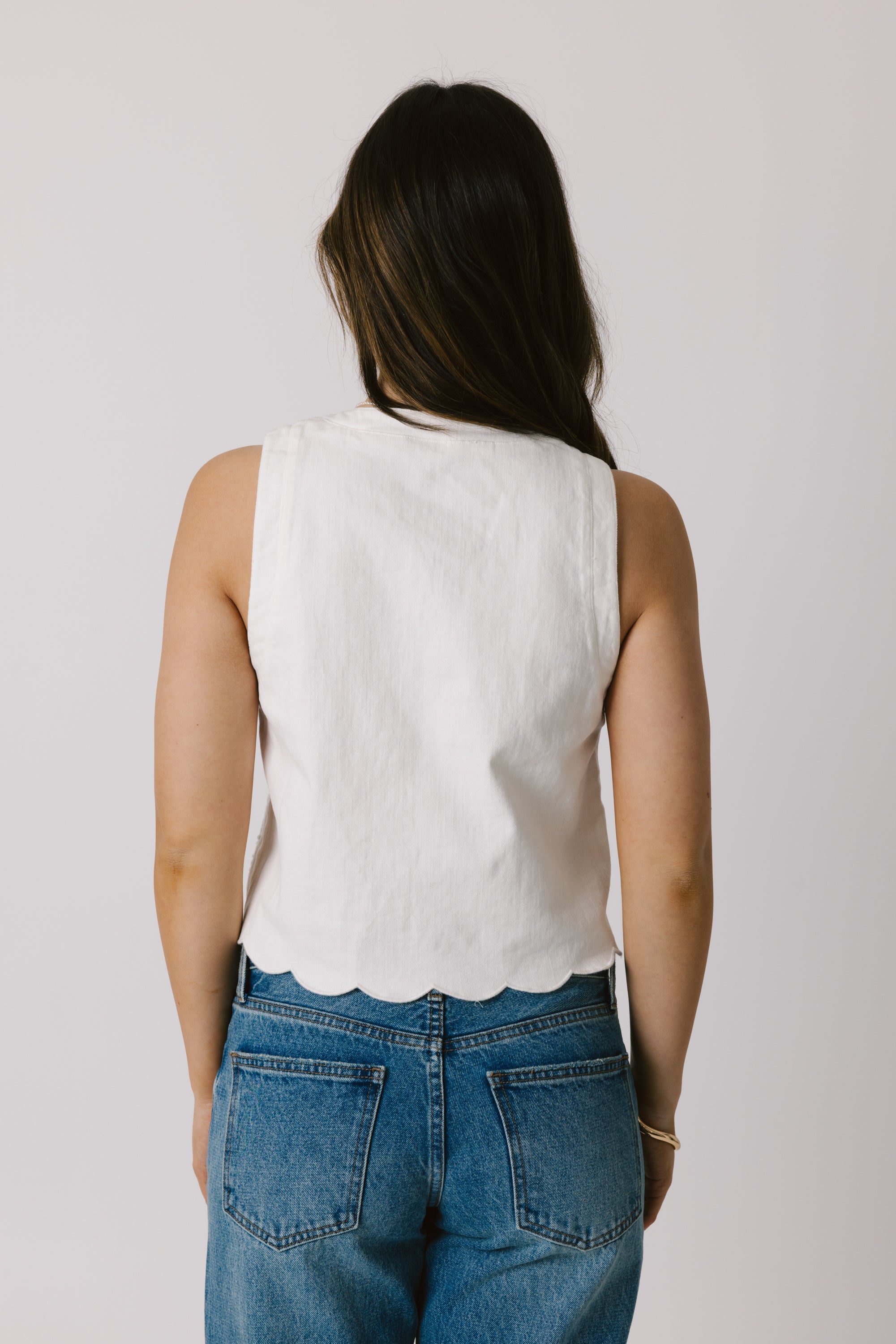 White Front Tie Tank Top
