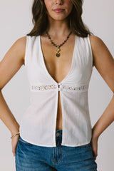 White V Neck Tank Top