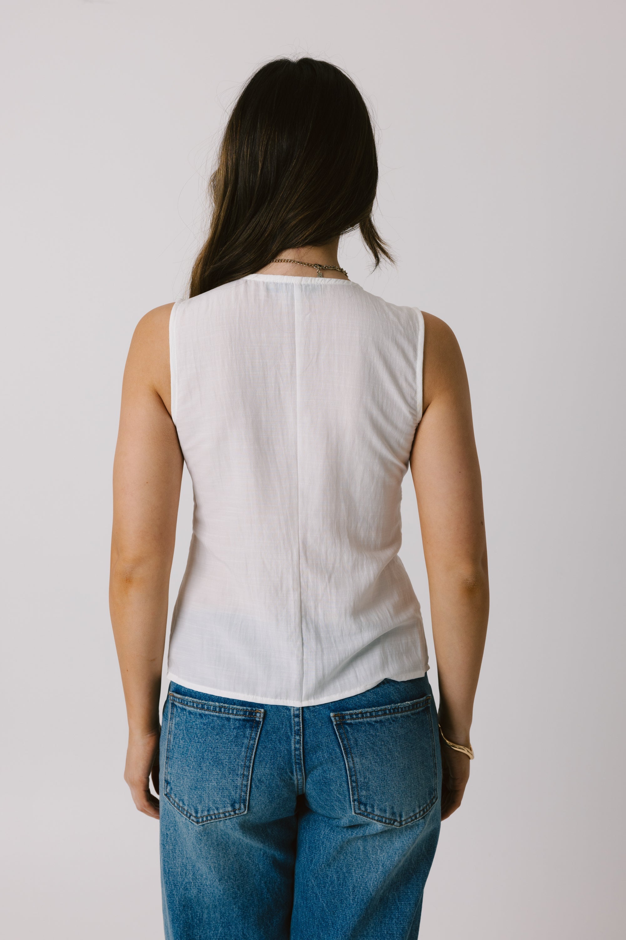 White V Neck Tank Top