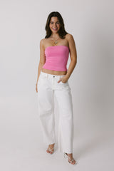 Pink Strapless Bandeau Top