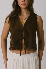 Brown Front Tie Tank Top