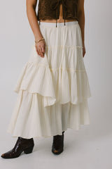 Beige Tiered Maxi Skirt