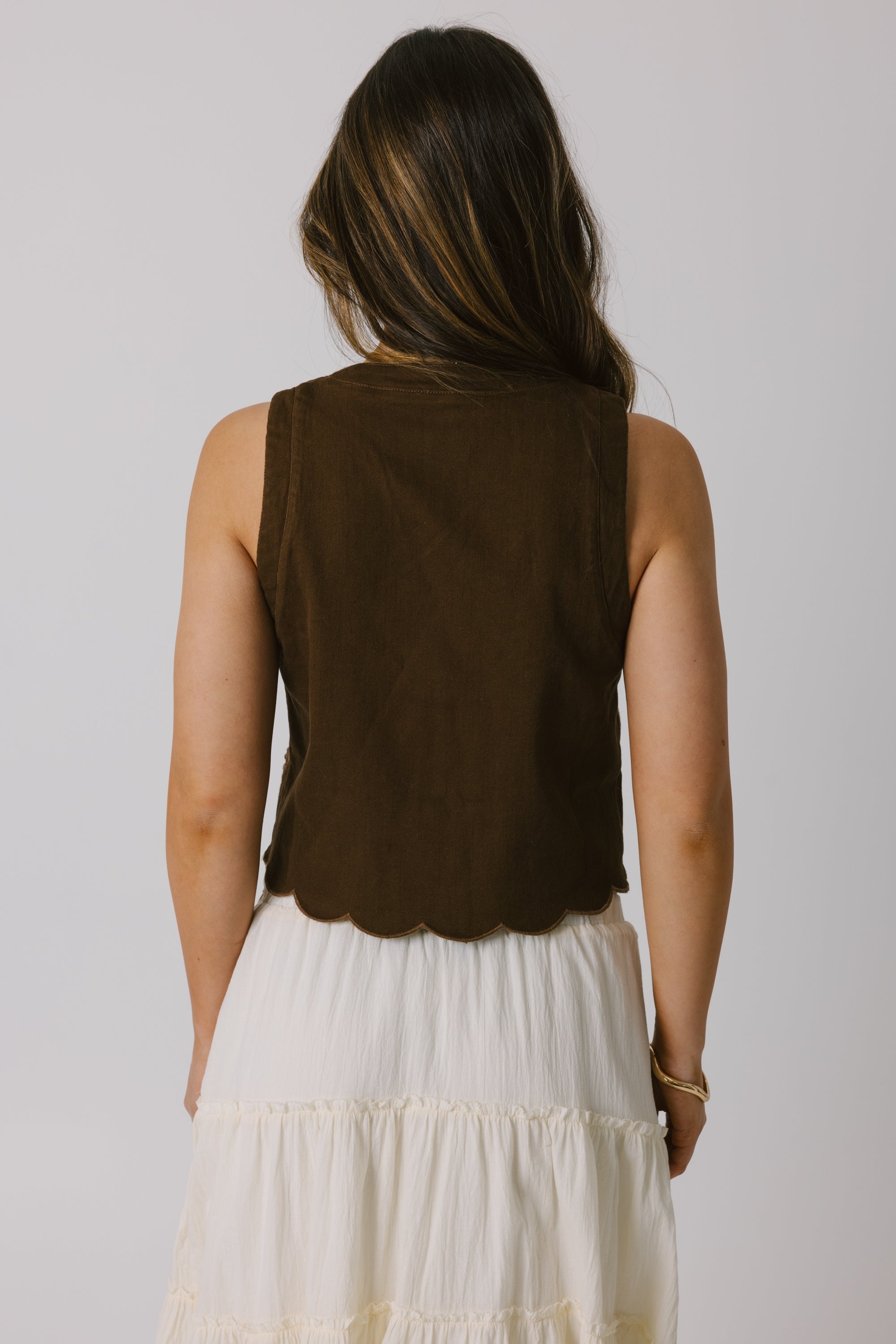 Brown Front Tie Tank Top