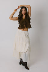 Beige Tiered Maxi Skirt