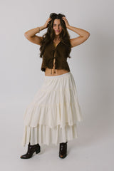 Beige Tiered Maxi Skirt