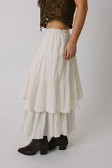 Beige Tiered Maxi Skirt