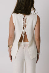 Cream Crochet Knit Top