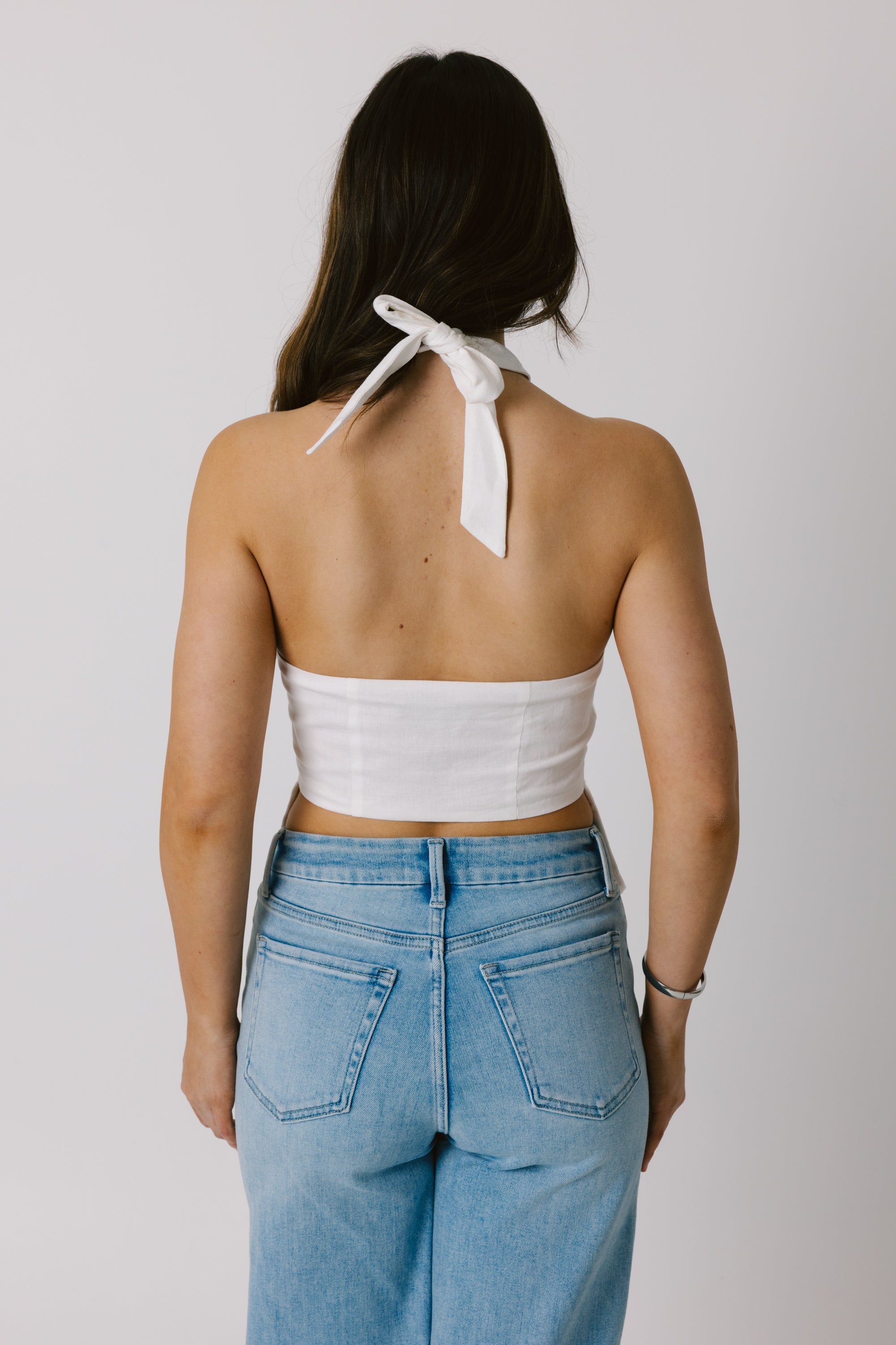 White Crossover Halter Top