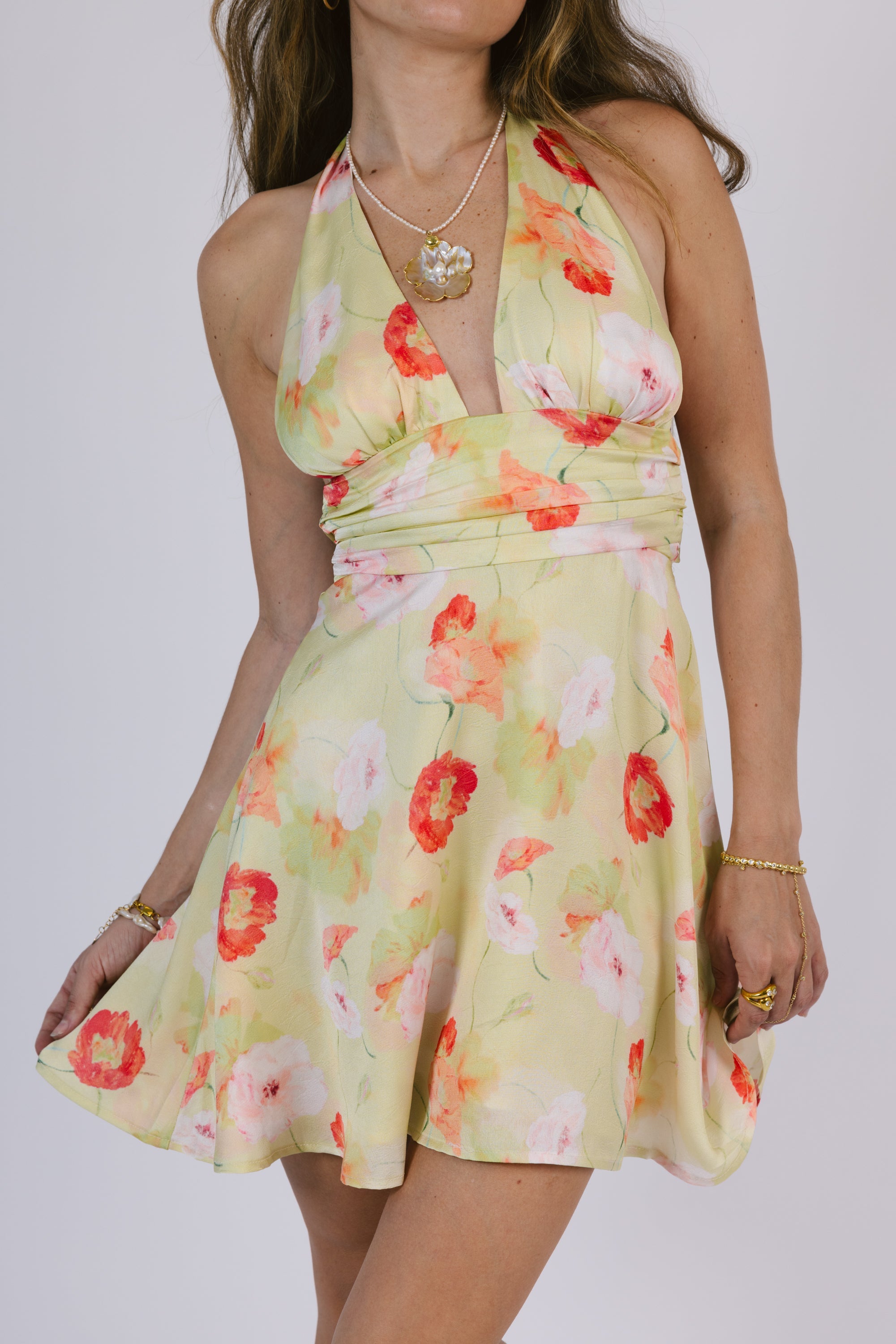 Green Floral Mini Dress