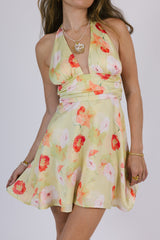 Green Floral Mini Dress