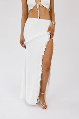 White High Slit Maxi Skirt