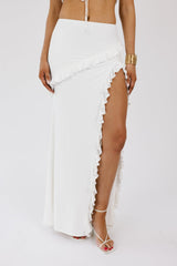 White High Slit Maxi Skirt