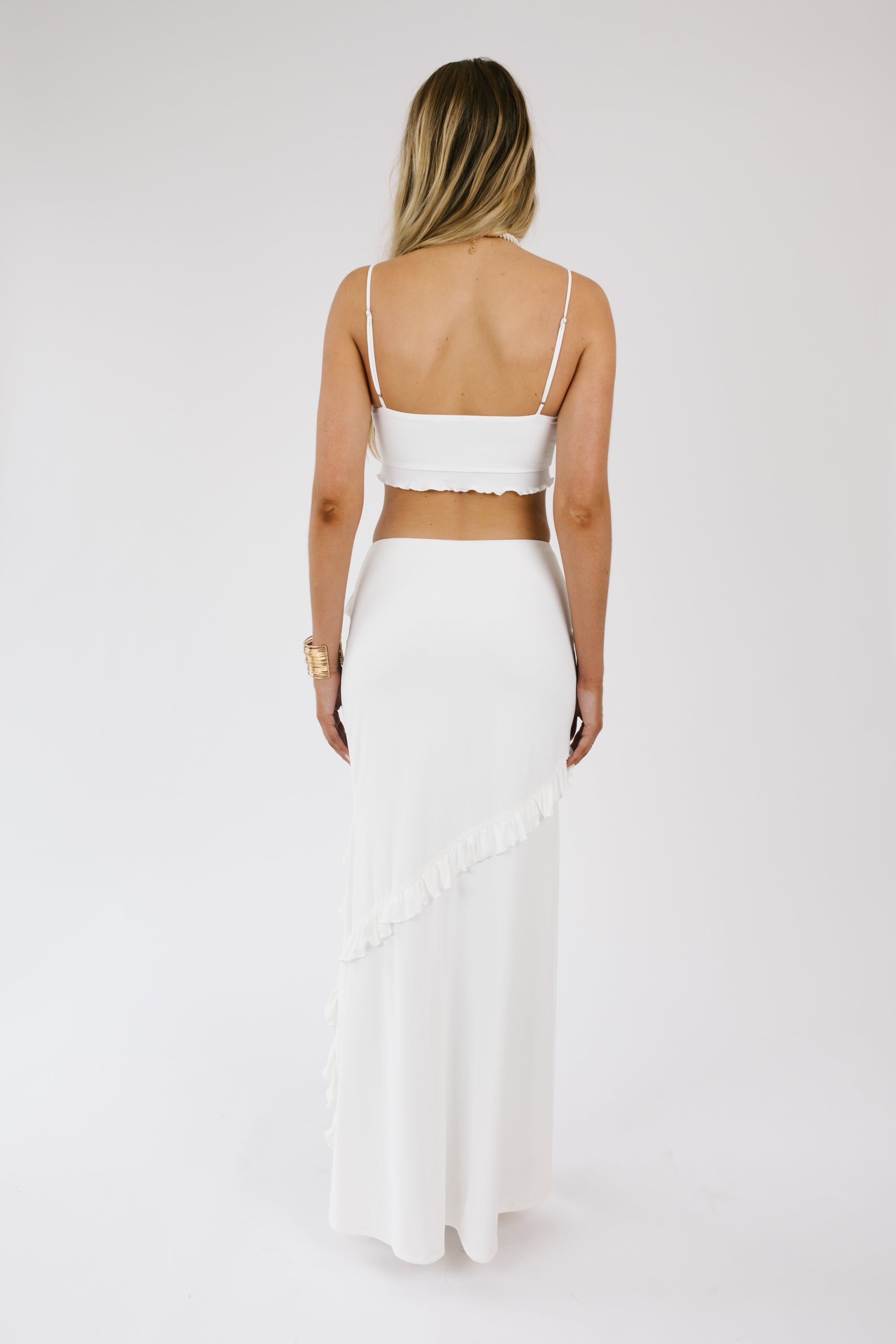 White High Slit Maxi Skirt