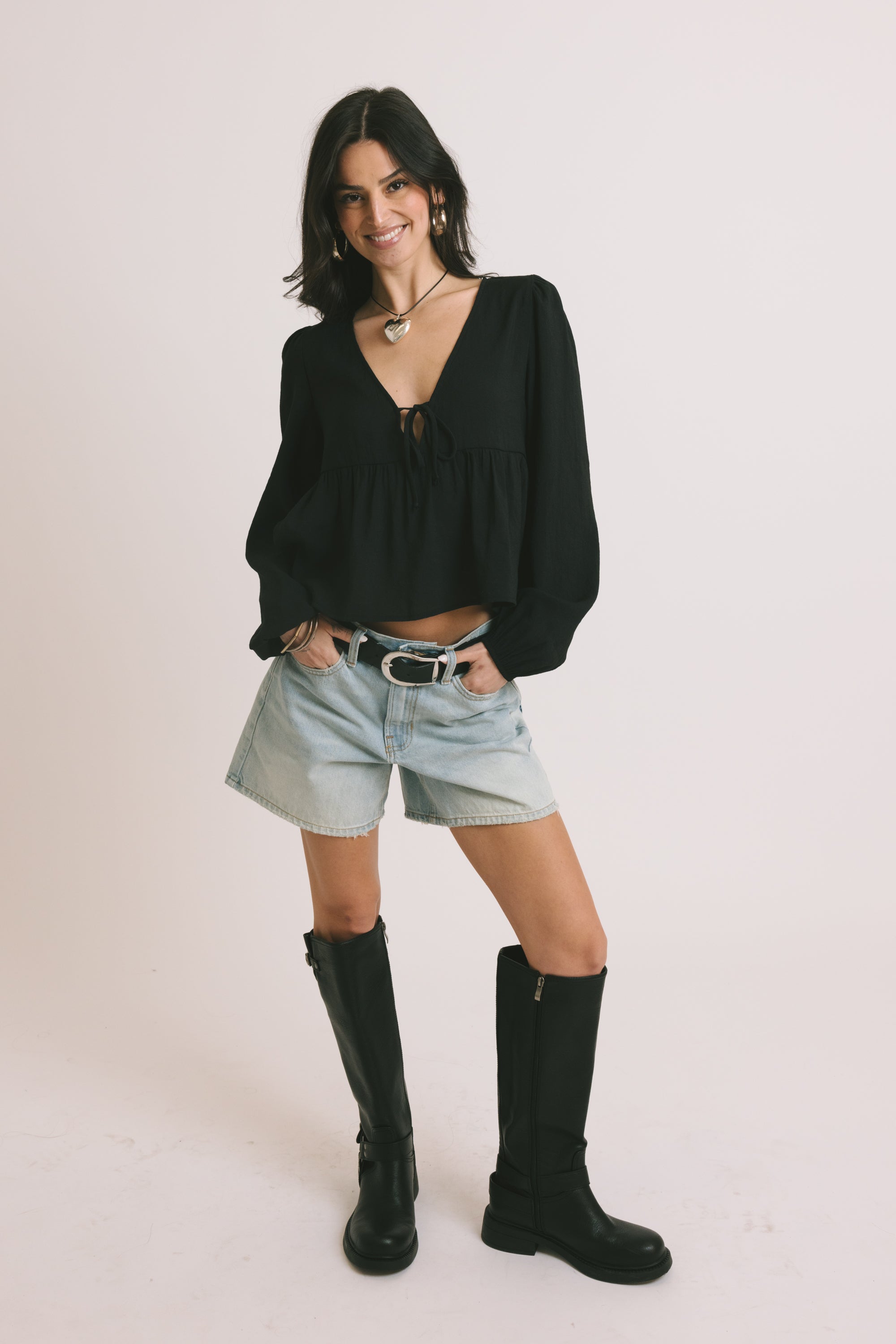 Light Wash Blue Denim Shorts