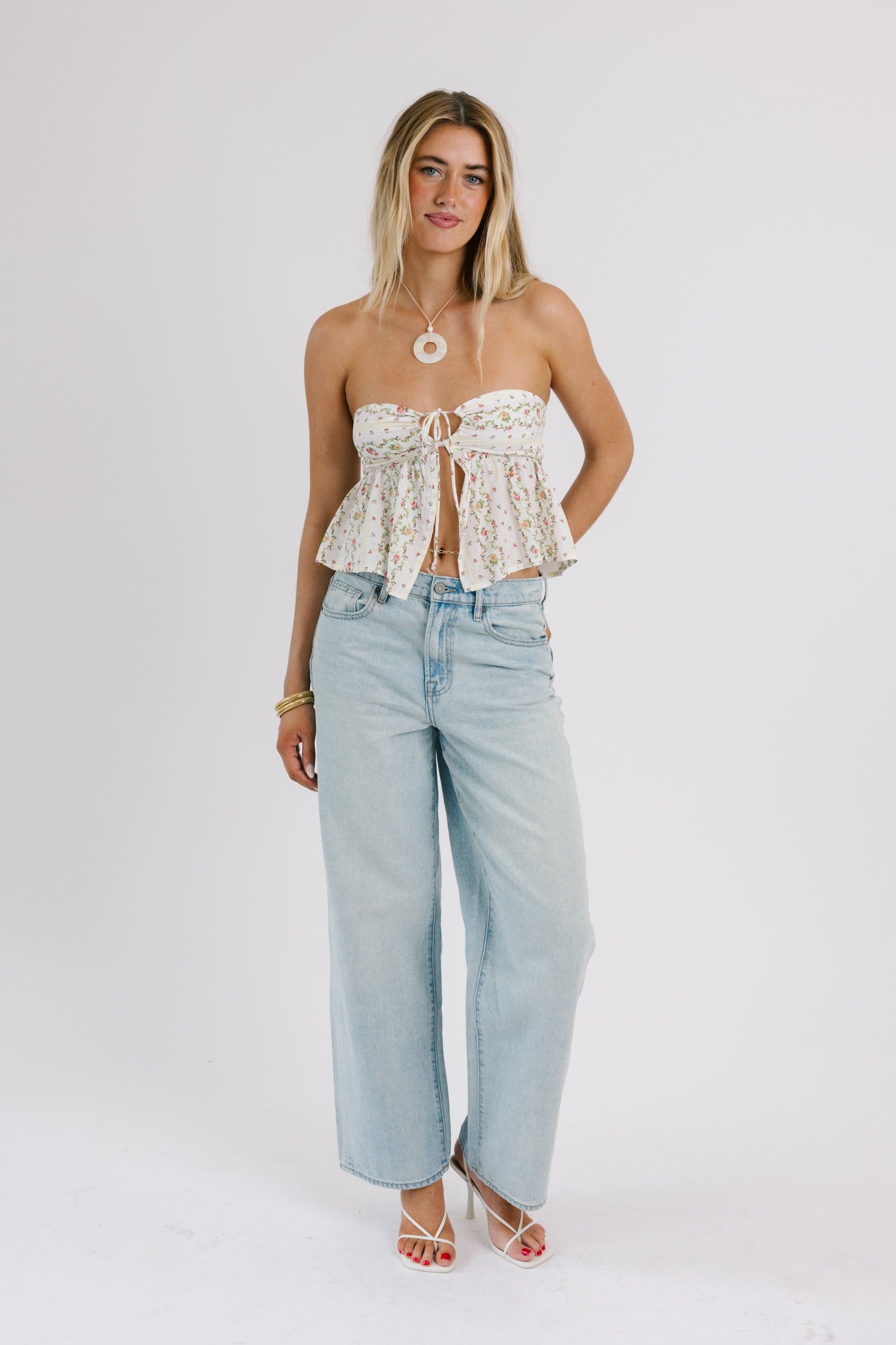 Floral Print Front-Tie Top