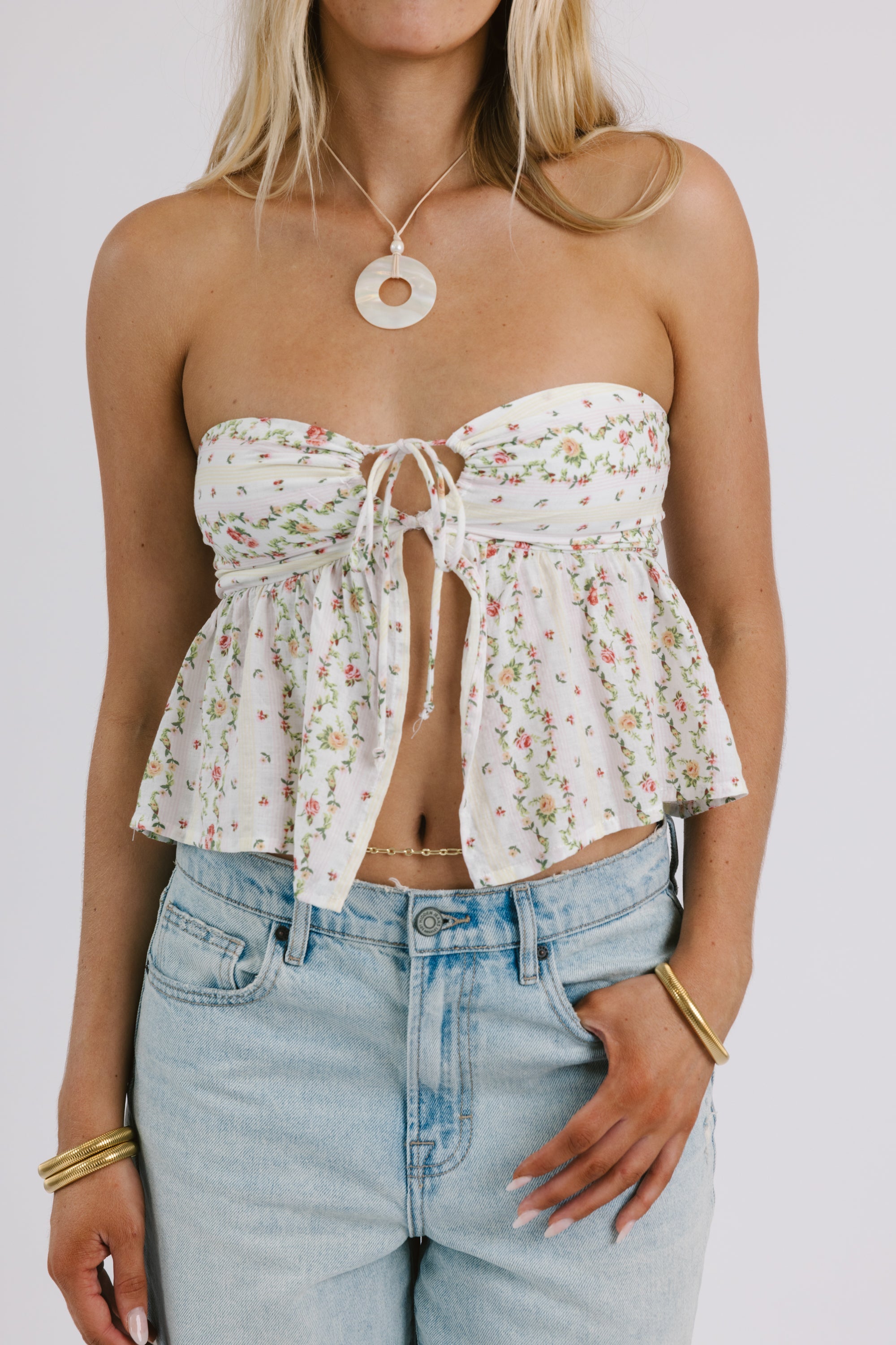 Floral Print Front-Tie Top