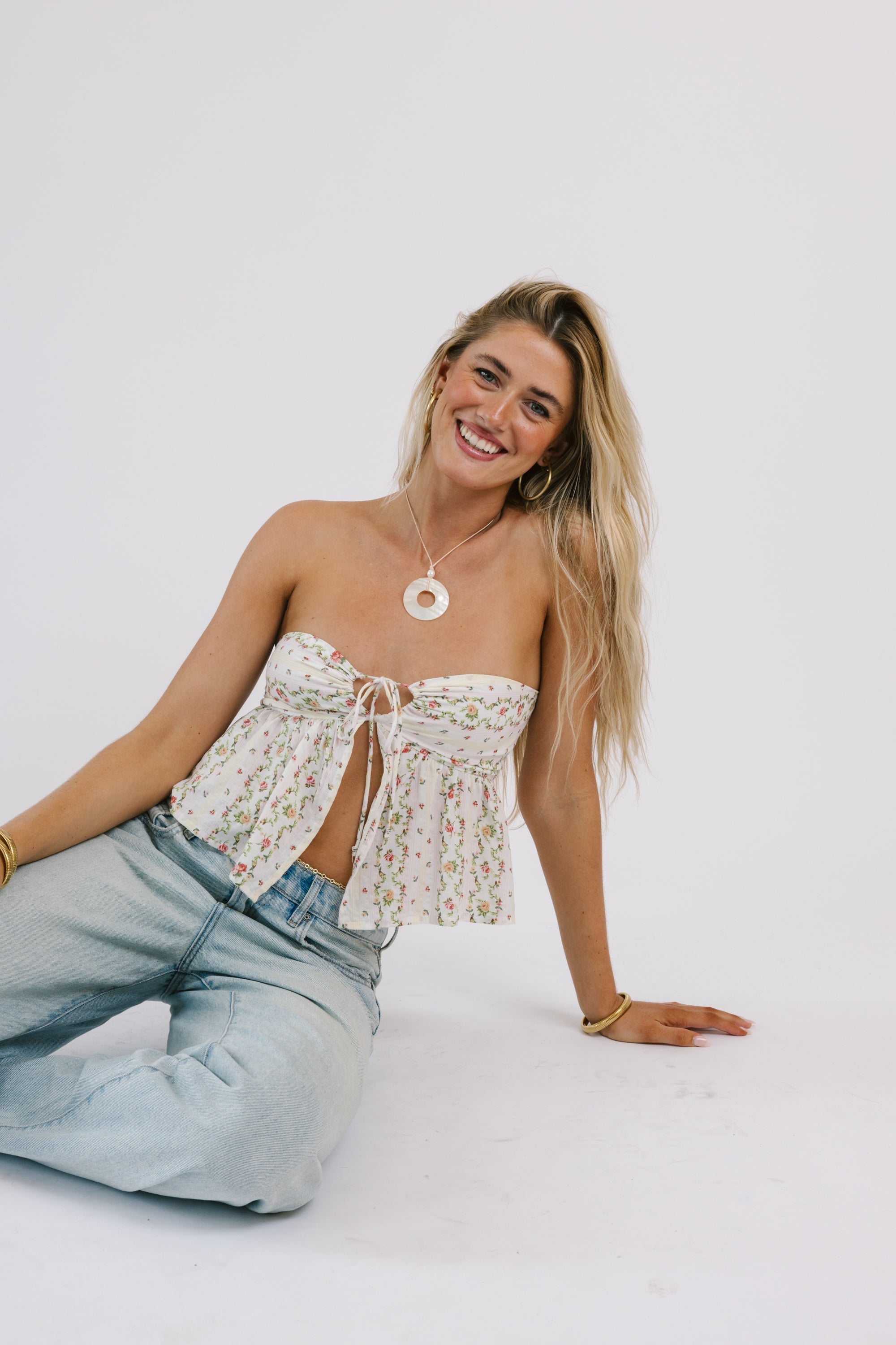 Floral Print Front-Tie Top