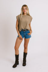 Blue Denim Raw Edge Shorts