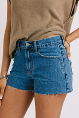 Blue Denim Raw Edge Shorts