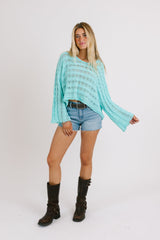 Aqua Crochet Knit Top