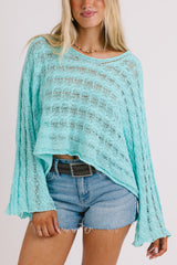 Aqua Crochet Knit Top