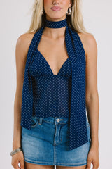 Navy Polka Dot Top