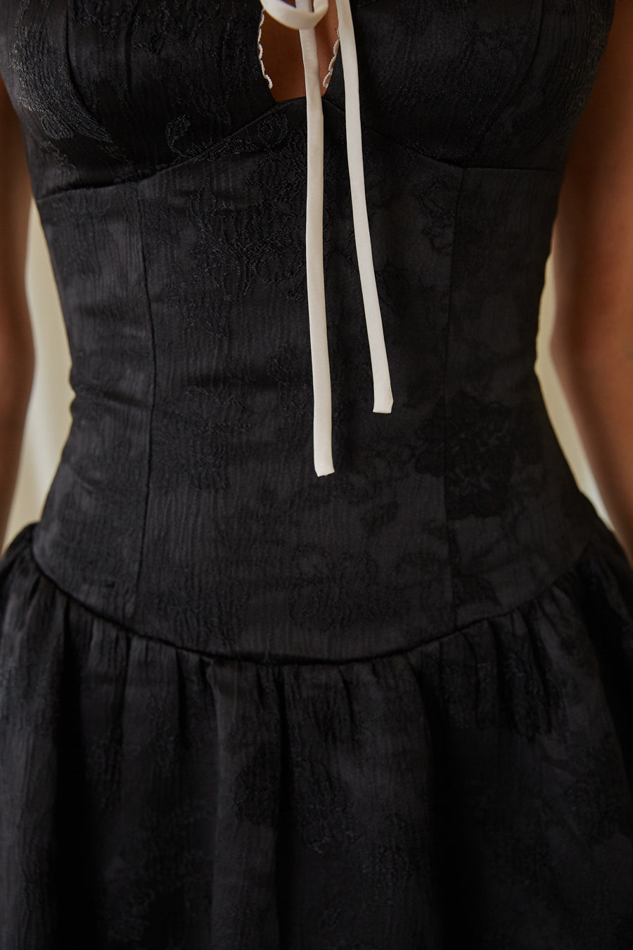 Black Contrast Fit and Flare Mini Dress