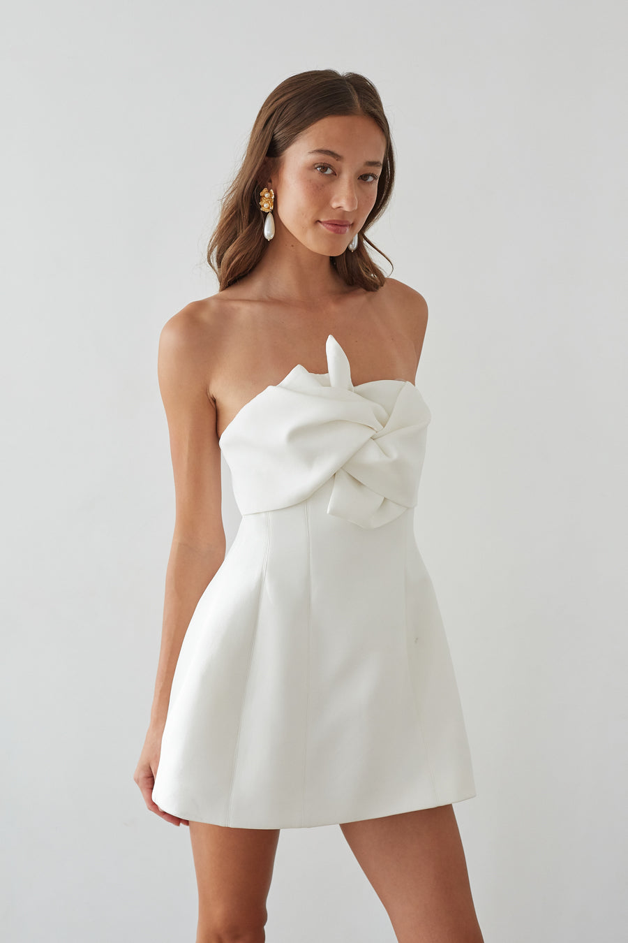 Alix Strapless Twist Front Bubble Mini Dress