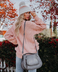 Blush Pink Pom Knit Sweater