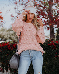 Blush Pink Pom Knit Sweater