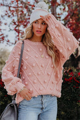 Blush Pink Pom Knit Sweater