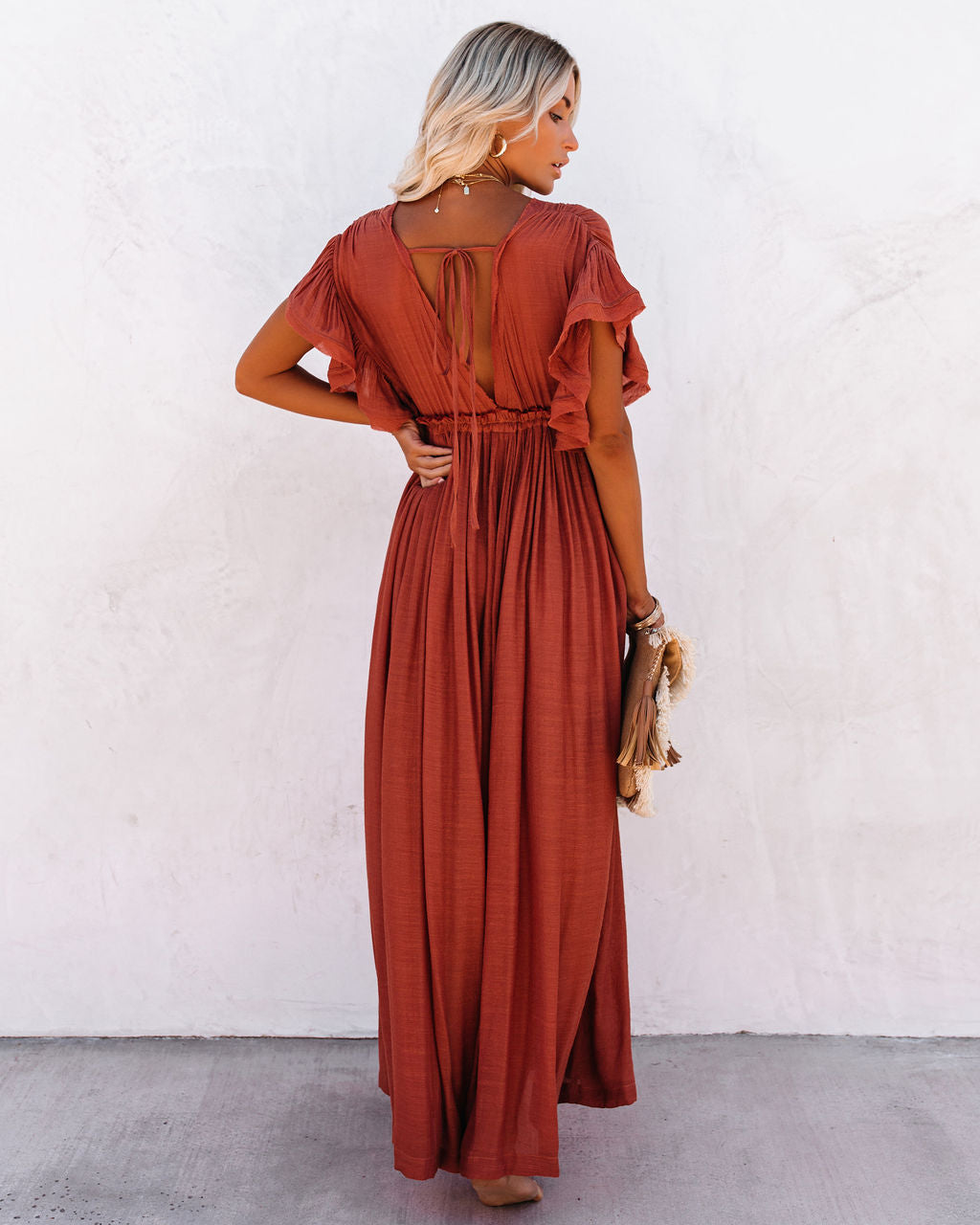 Anika Pocketed Button Down Ruffle Maxi Dress Anika Pocketed Button Down Ruffle Maxi Dress