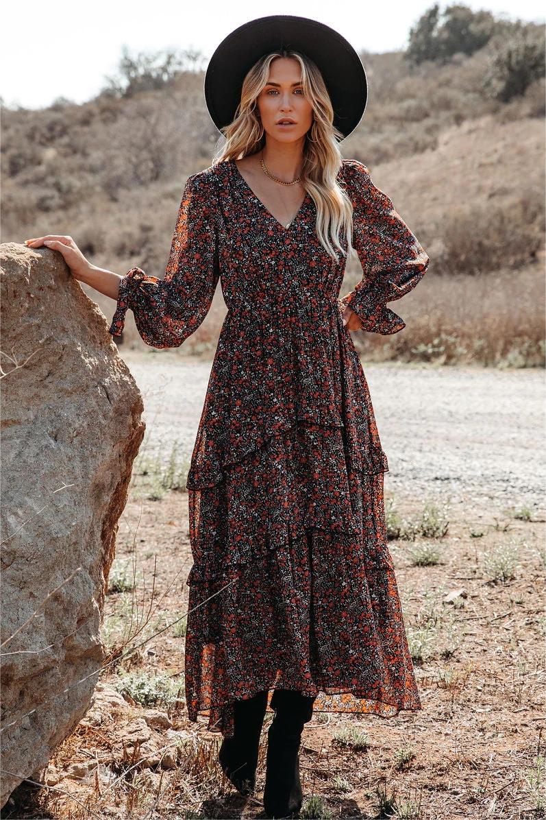 Artistry Pocketed Floral Ruffle Tiered Maxi Dress – Groovy Mimi