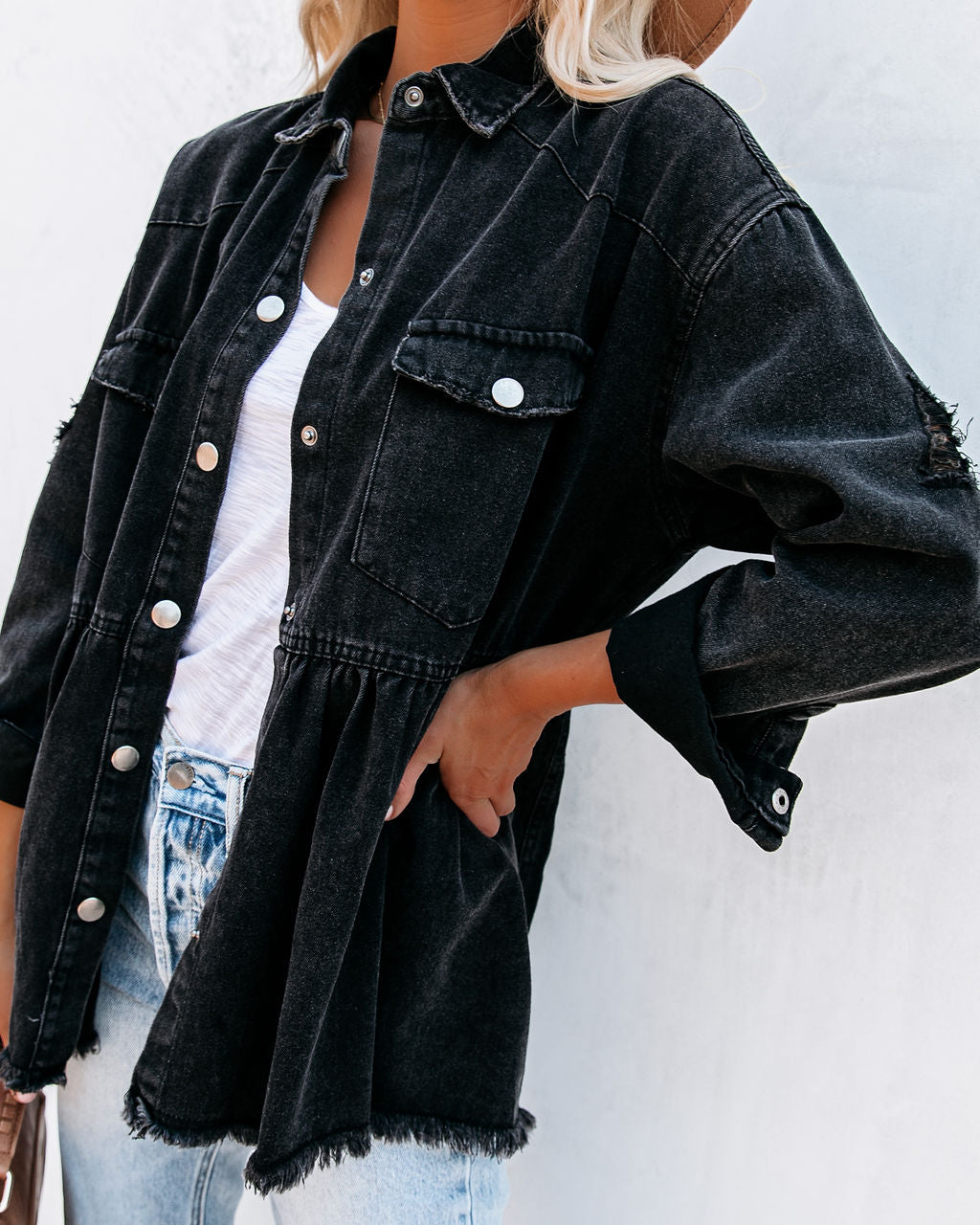 Best Distressed Denim Button Down Shirt Jacket