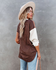 Blithe Faux Suede Colorblock Button Down Top - FINAL SALE