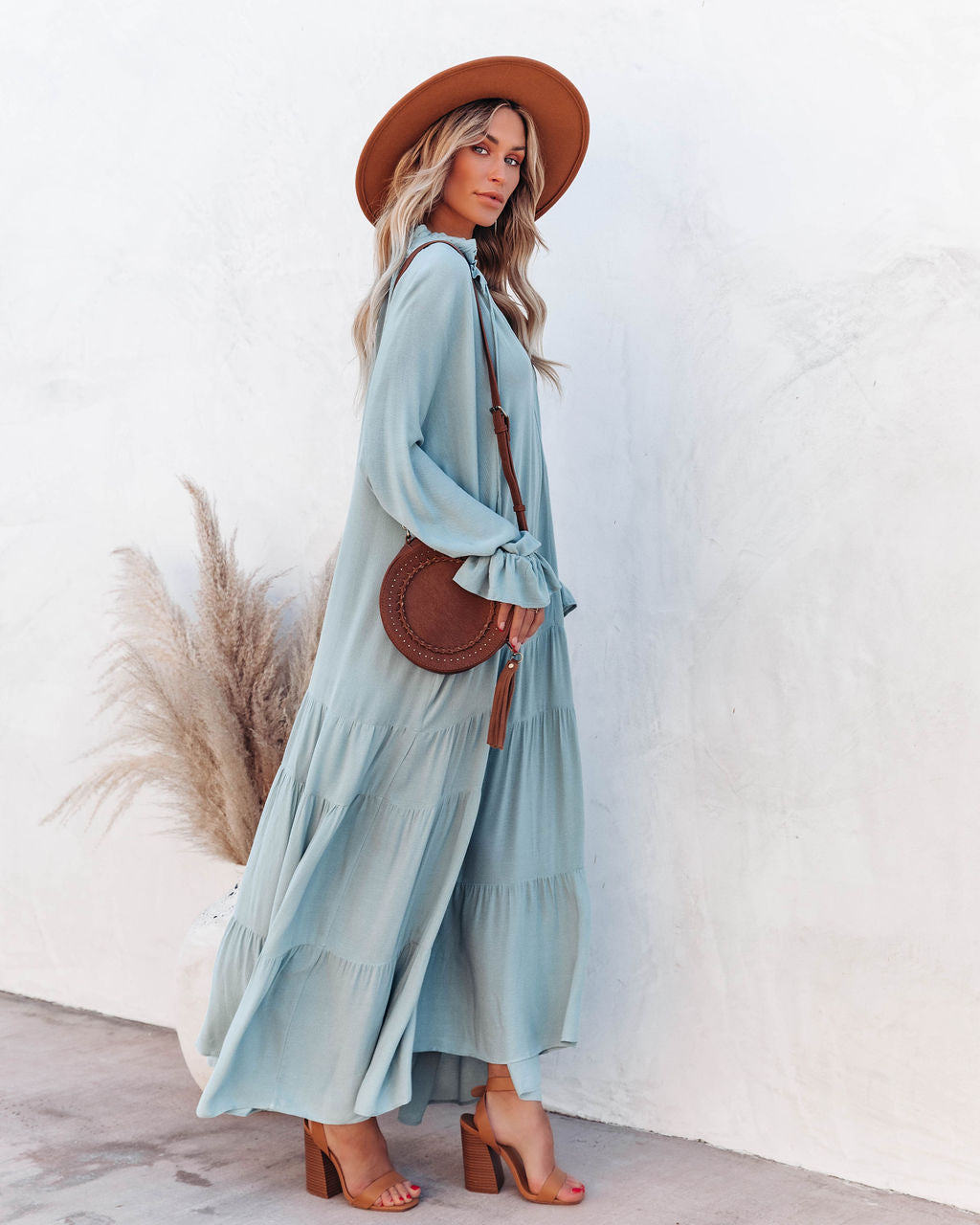Bowdan Tiered Boho Maxi Dress