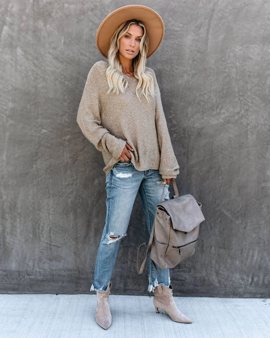 Light Khaki Knit Sweater