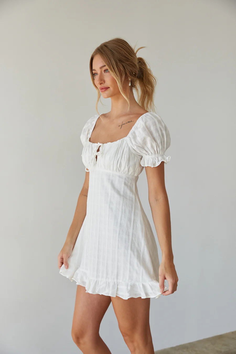White Square Neck Mini Dress – Groovy Mimi