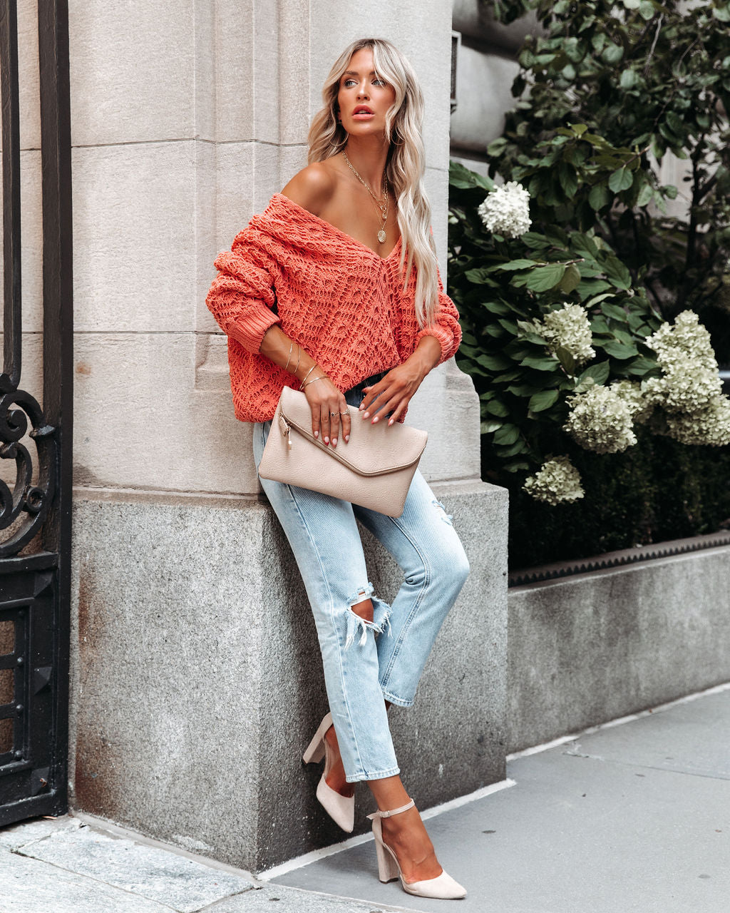 Cole Valley Chenille Sweater - Salmon Orange - FINAL SALE