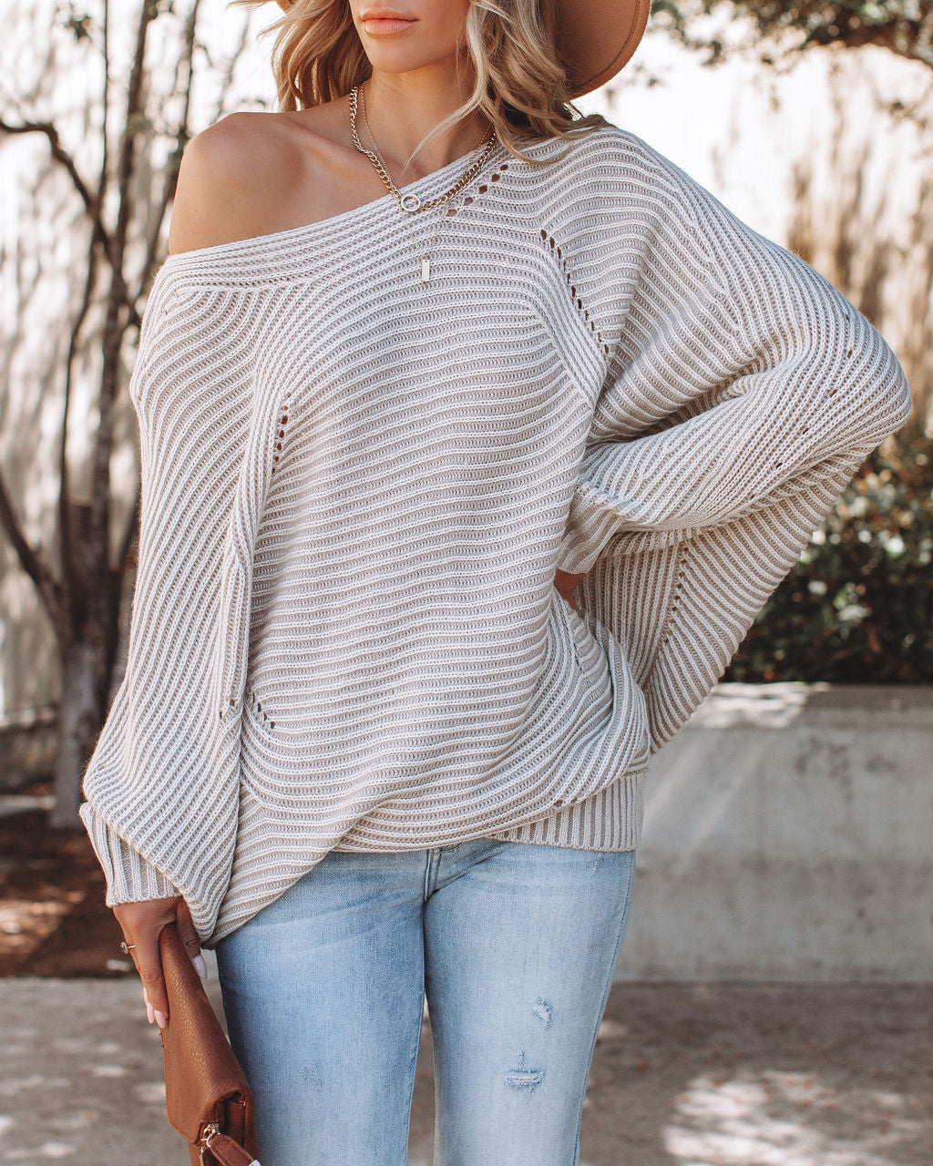 Corvallis Dolman Knit Sweater - Cream Grey - FINAL SALE