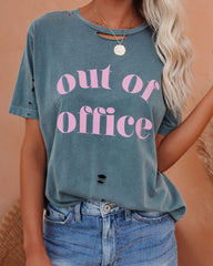 Distressed Out Of Office Cotton Tee