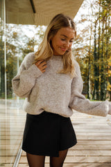 Heather Beige Drop Shoulder Knit Sweater